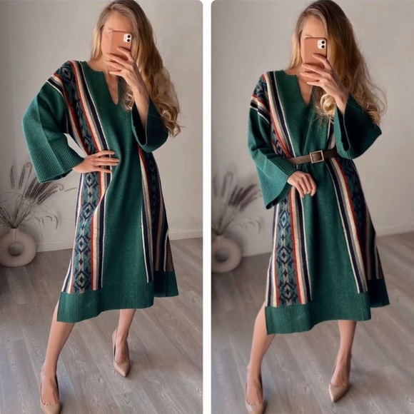 Zara Tunic Jacquard 50% Wool Blend Heavyweight New - Picture 1 of 5